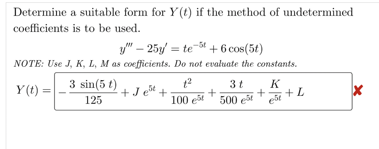 Solved Determine a suitable form for Y(t) if the method of | Chegg.com