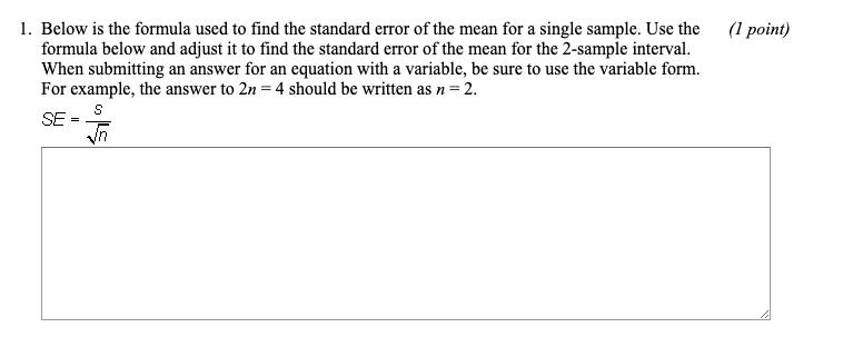 Solved 1. Below is the formula used to find the standard | Chegg.com