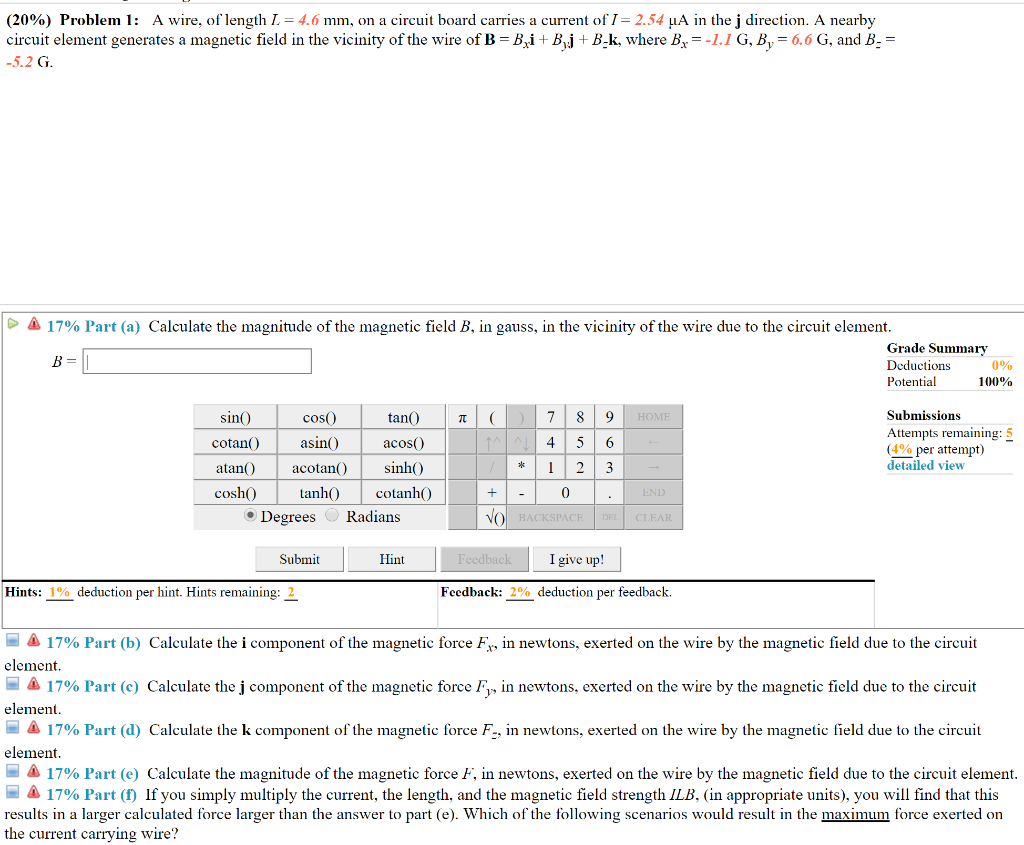 Solved (20%) Problem 1 : A wire, of, length L-4.6 mm, on a | Chegg.com