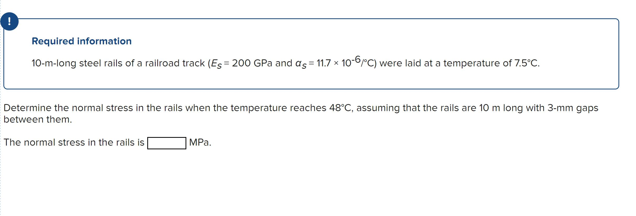 Solved ! Required information 10-m-long steel rails of a | Chegg.com