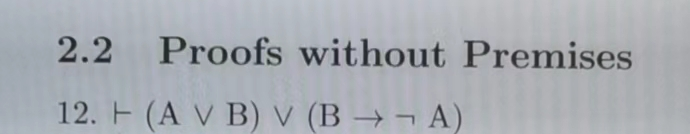 2.2 Proofs Without Premises 12. F (A V B) V (B + - A) | Chegg.com