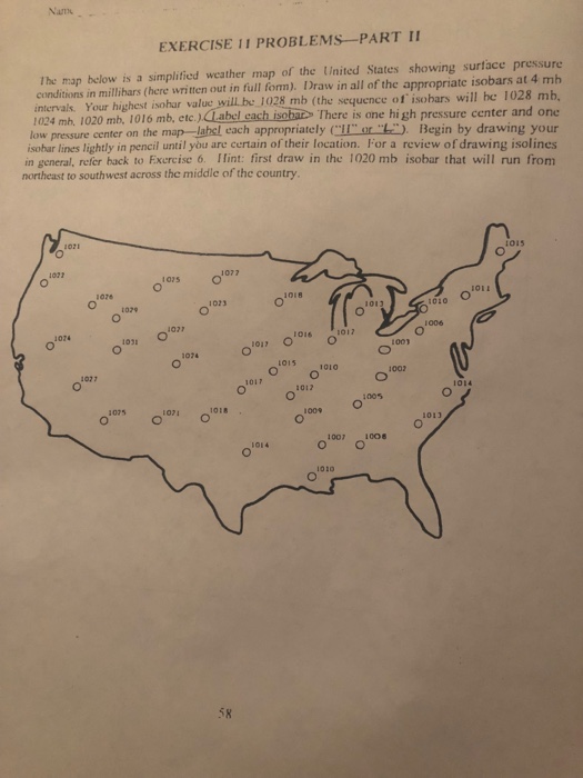 Solved EXERCISE 11 PROBLEMS-PART II The map below is a | Chegg.com