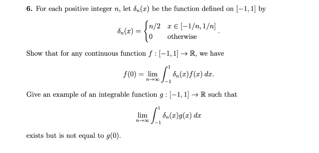 Solved 1 By 6 For Each Positive Integer N Let On X Chegg Com