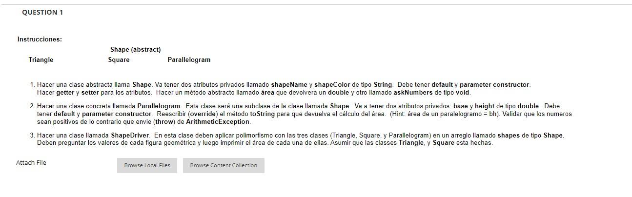 Instrucciones: \( \begin{array}{lll}\text { Triangle } & \text { Shape (abstract) } & \\ & \text { Square } & \text { Paralle