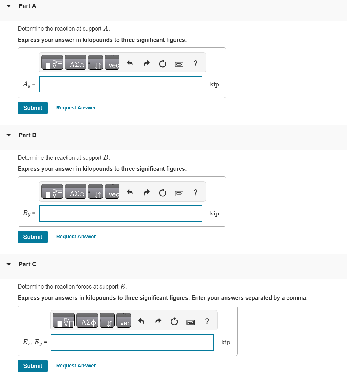 Solved Determine the reaction at support A. Express your | Chegg.com