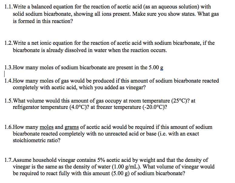 Solved 1.1.Write a balanced equation for the reaction of Chegg