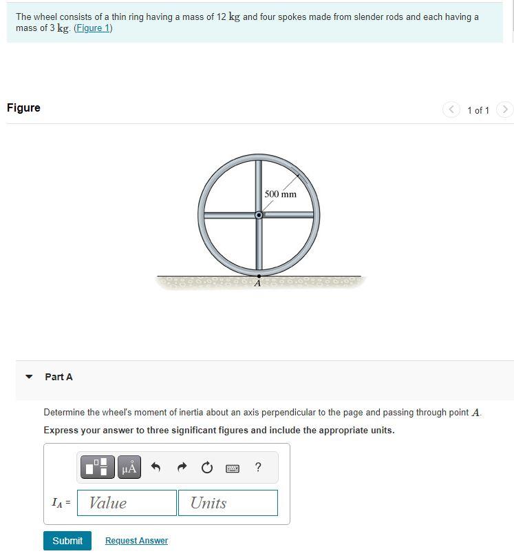 Solved The wheel consists of a thin ring having a mass of 12 | Chegg.com