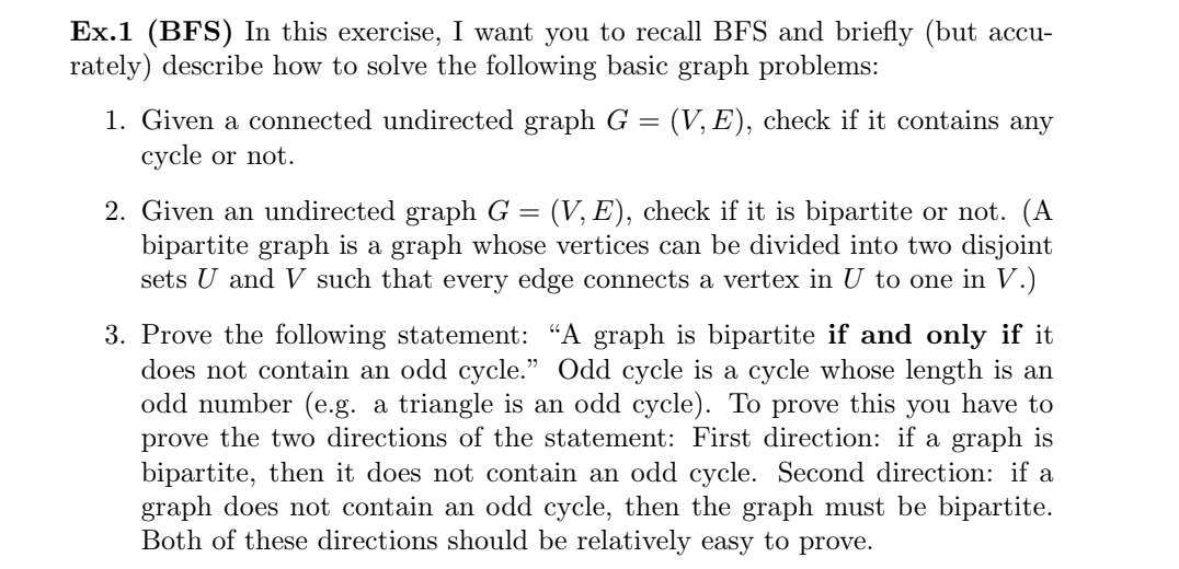 Solved Ex.1 (BFS) In this exercise, I want you to recall BFS | Chegg.com
