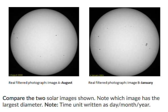 Solved how would the sun's apparent size (diameter) appear | Chegg.com