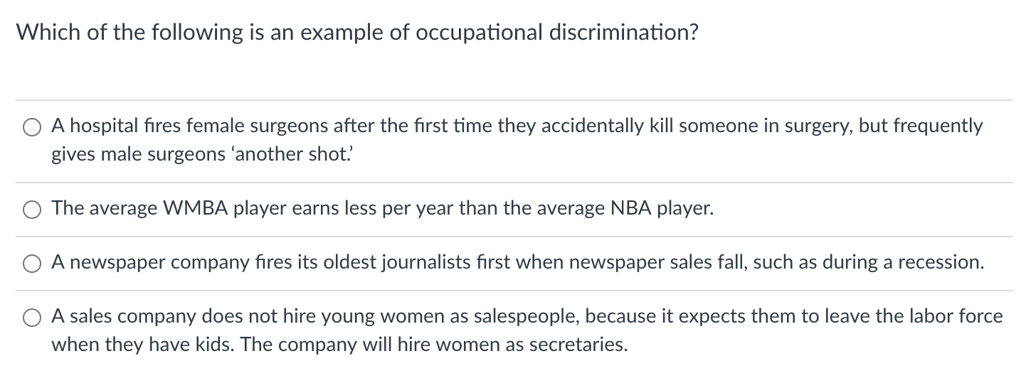 Solved Which of the following is an example of occupational | Chegg.com