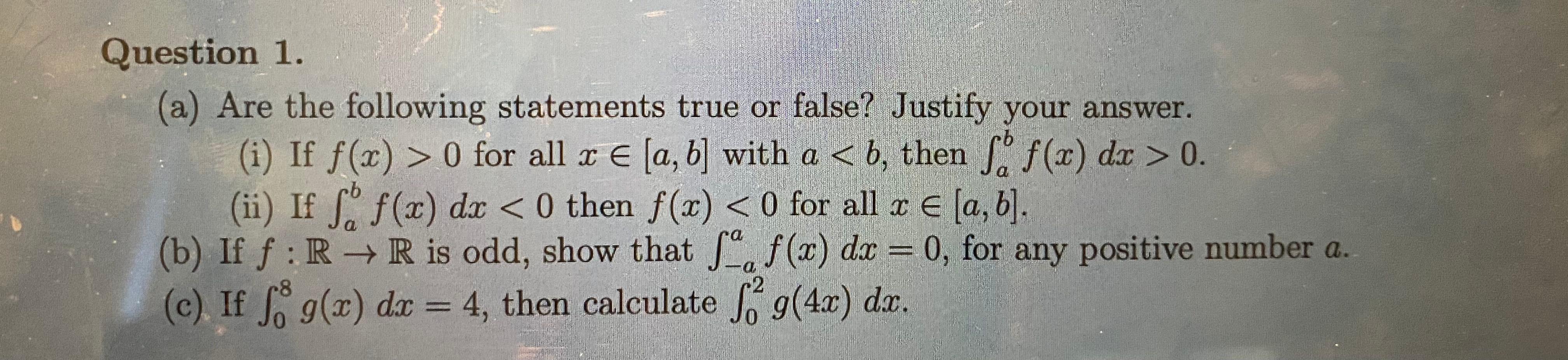 Solved Question 1. (a) Are the following statements true or | Chegg.com