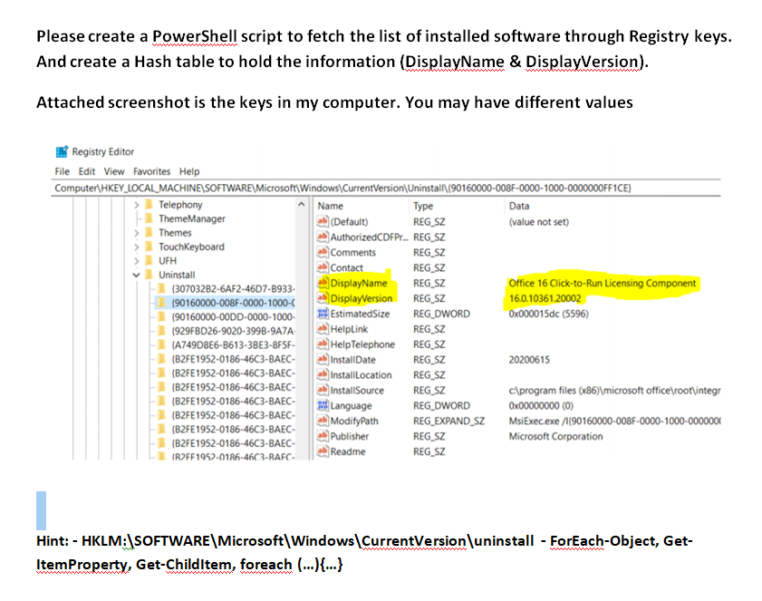 Solved Please create a PowerShell script to fetch the list | Chegg.com