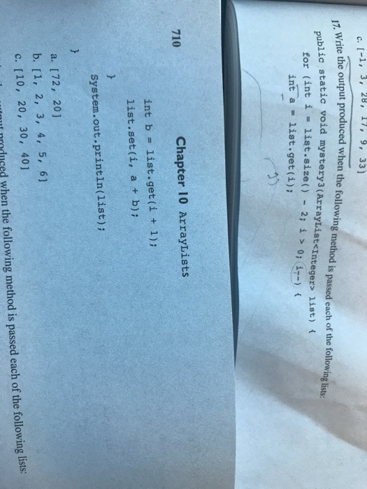 Solved c. [-1, 3, 28, 17,9, 33) output produced when the | Chegg.com