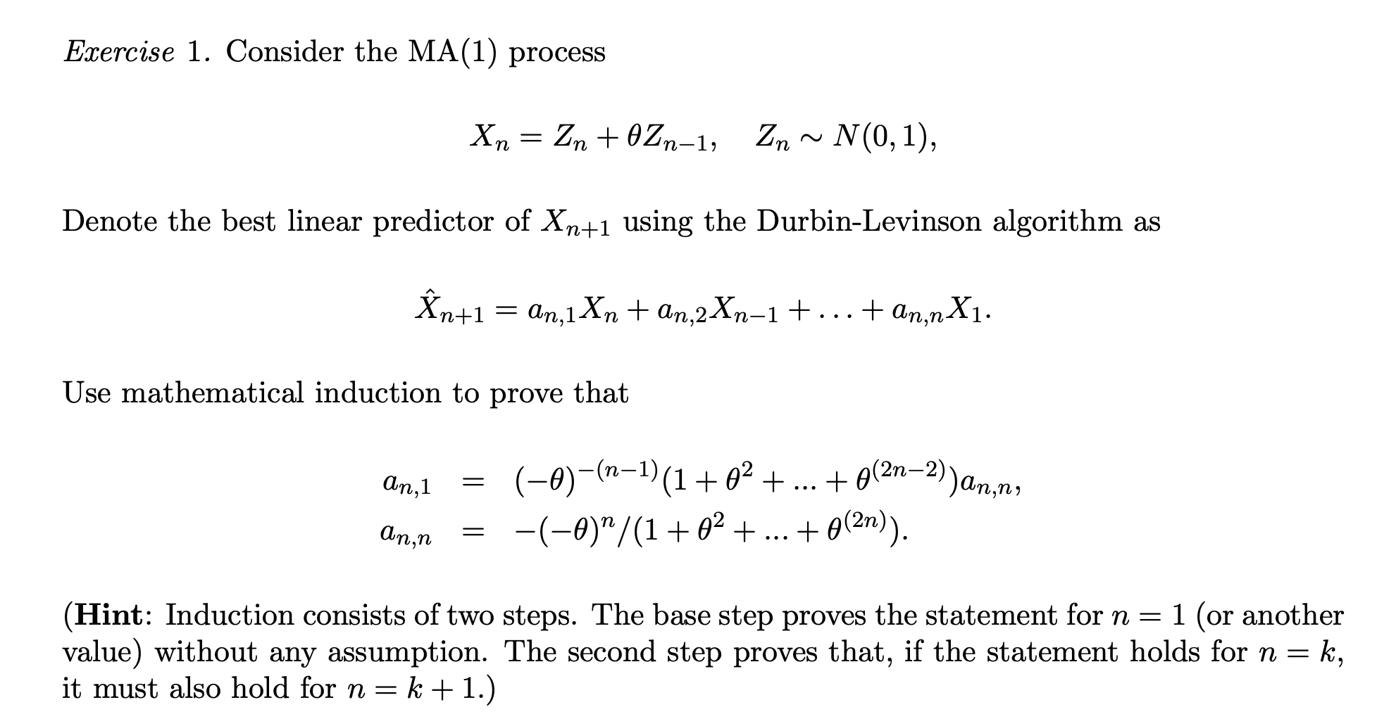 Solved Exercise 1. Consider the MA(1) process | Chegg.com