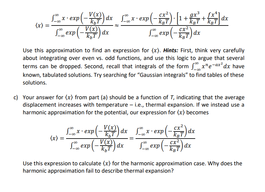 Anharmonicity and thermal expansion a) The plot below | Chegg.com