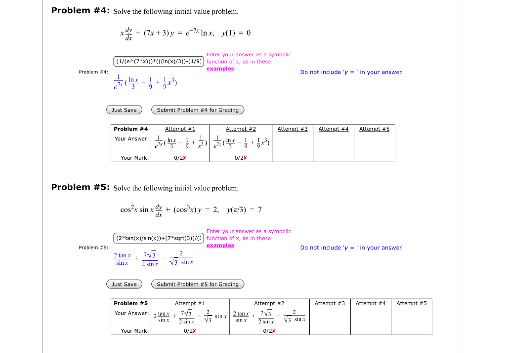 Solved Problem #4: Solve the following initial value | Chegg.com