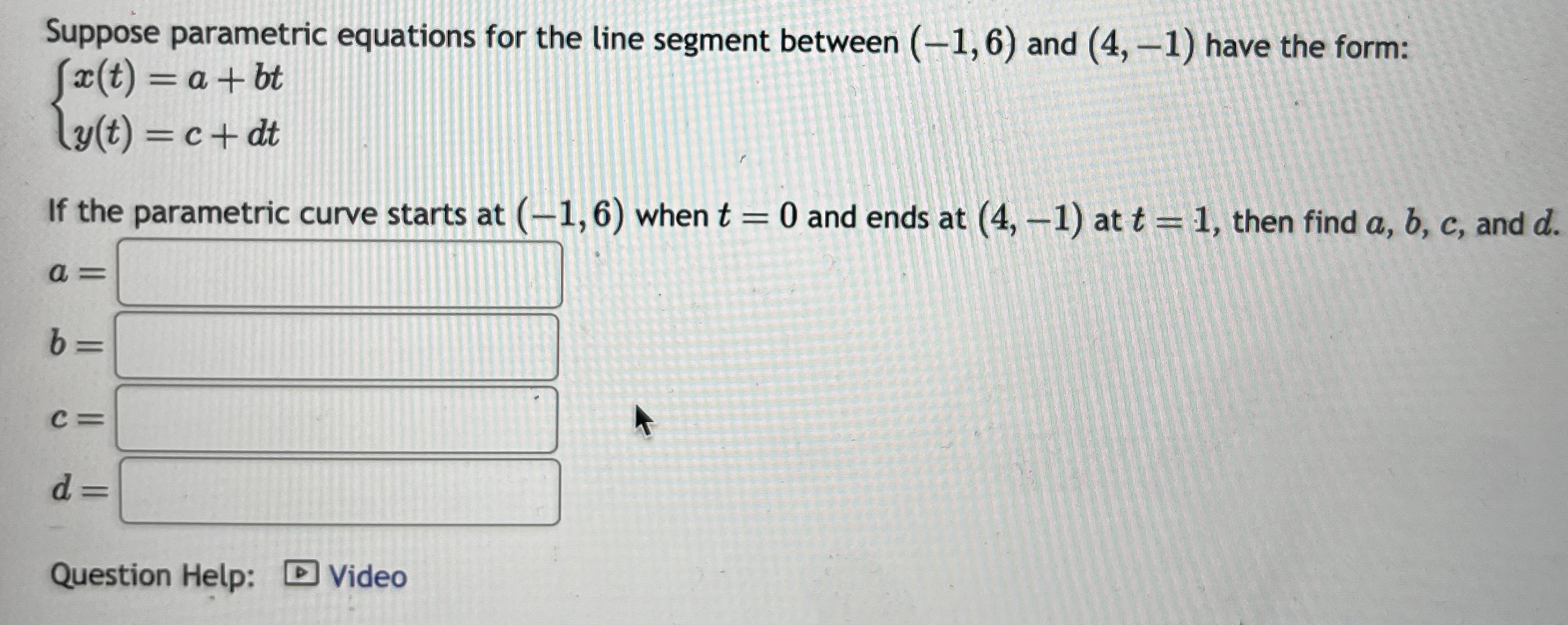 Solved Suppose Parametric Equations For The Line Segment 