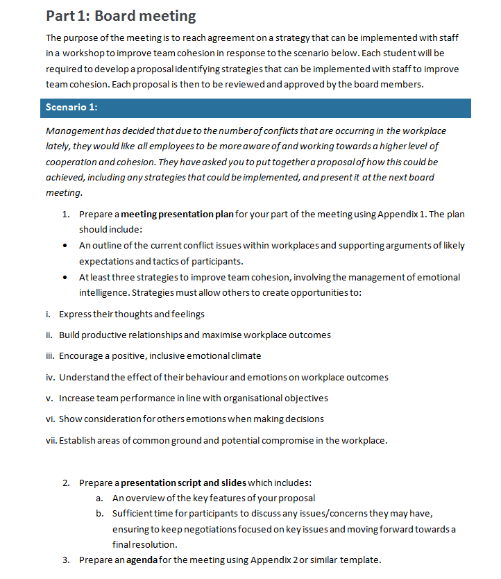 Part 1: Board meeting The purpose of the meeting is | Chegg.com