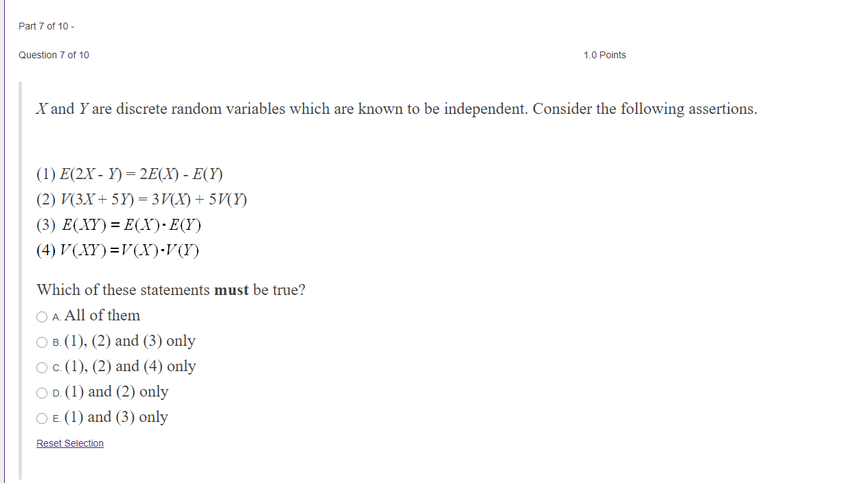 Solved Part 7 of 10 1.0 Points Question 7 of 10 X and Y are | Chegg.com