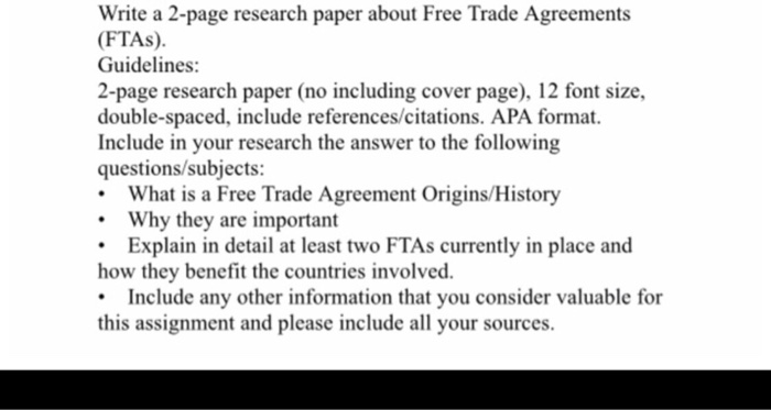 Solved Write A 2 page Research Paper About Free Trade Chegg