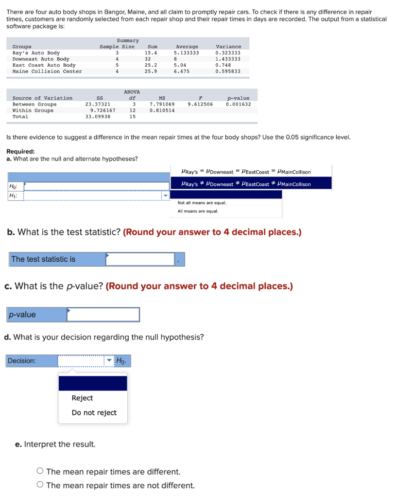 There are four auto body shops in Bangor, Maine, and