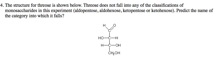 Solved 4. The structure for threose is shown below. Threose | Chegg.com