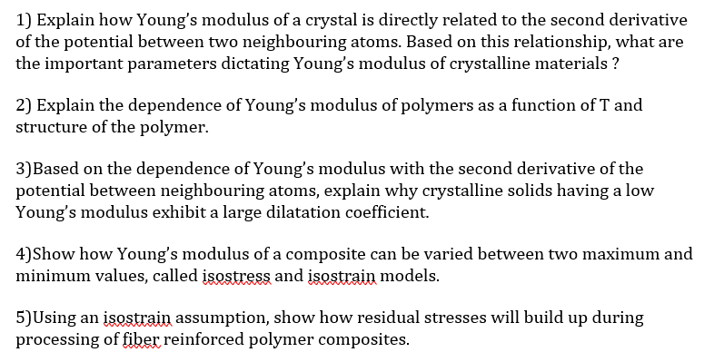 Solved 1) Explain how Young's modulus of a crystal is | Chegg.com