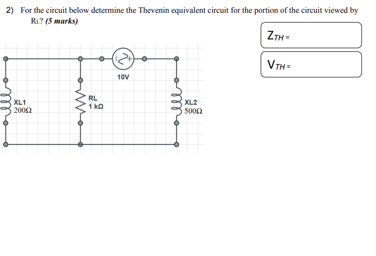 Solved 2) For the circuit below determine the Thevenin | Chegg.com