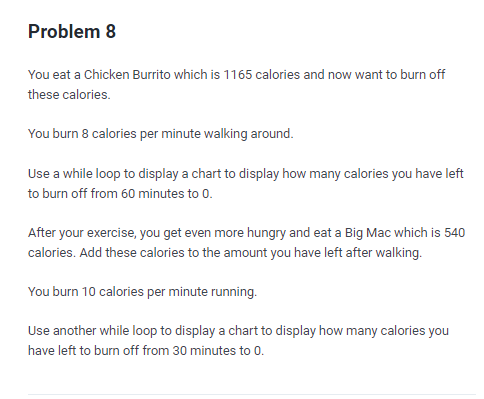 Calories Per Exercise Chart
