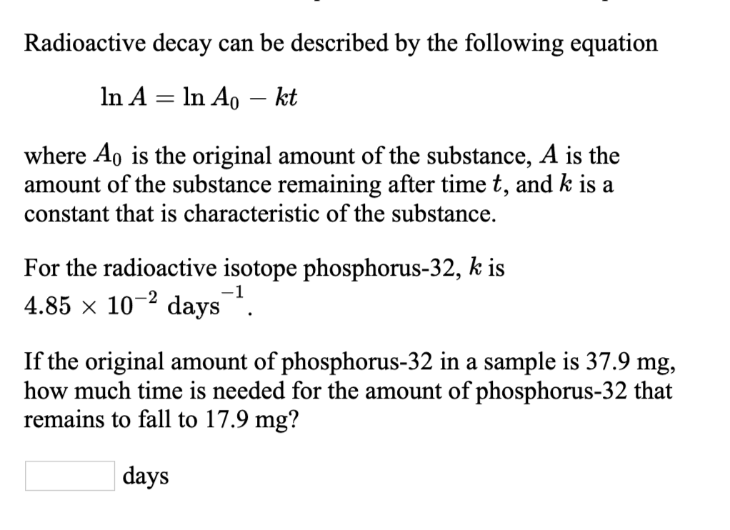 Solved Radioactive decay can be described by the following Chegg com