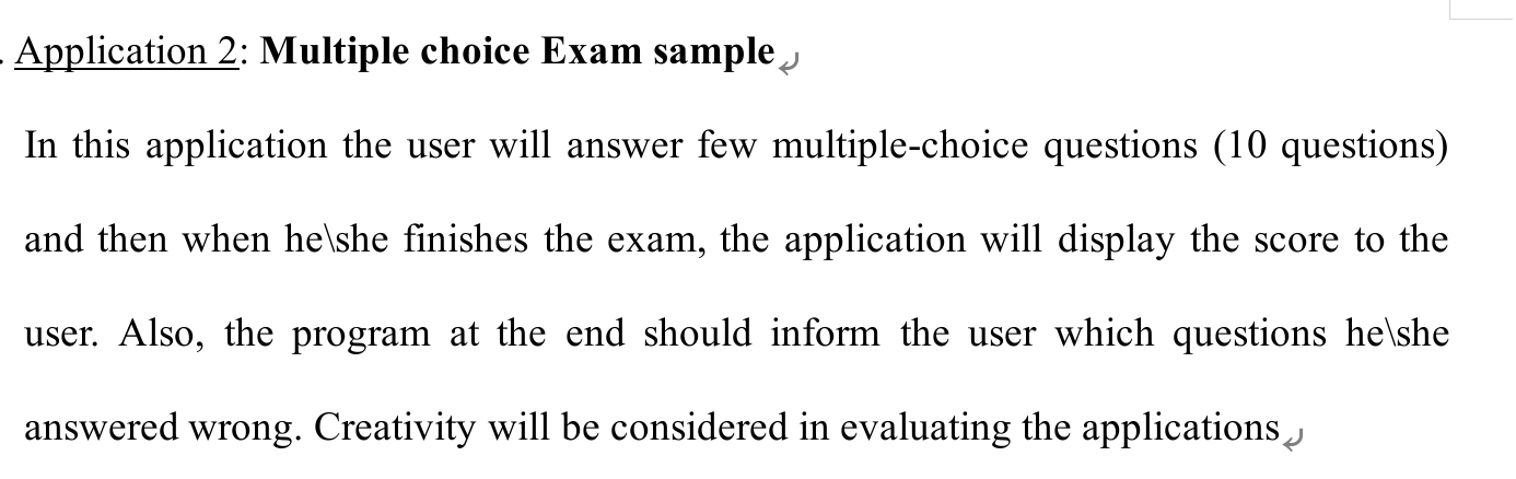 Solved Application 2: Multiple choice Exam sample In this | Chegg.com