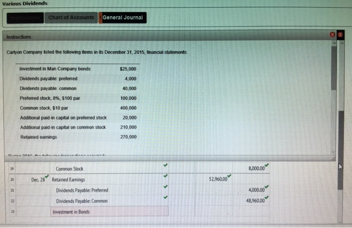 Solved Various Dividends Chart Of Accounts General Journal | Chegg.com