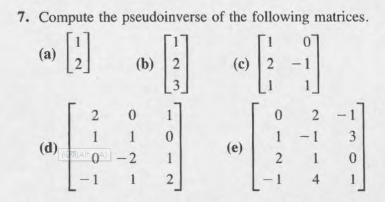Solved 7. Compute the pseudoinverse of the following | Chegg.com