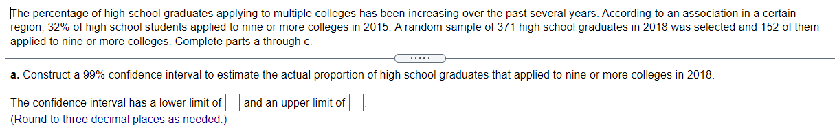 Solved The percentage of high school graduates applying to | Chegg.com