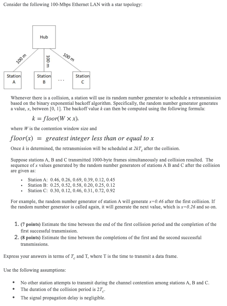 Consider the following 100-Mbps Ethernet LAN with a | Chegg.com