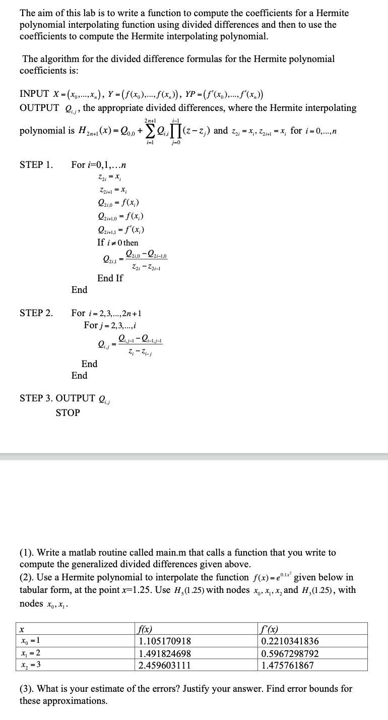 Solved The aim of this lab is to write a function to compute | Chegg.com
