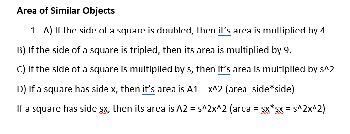 Solved Area of Similar Objects 1. A) If the side of a square | Chegg.com