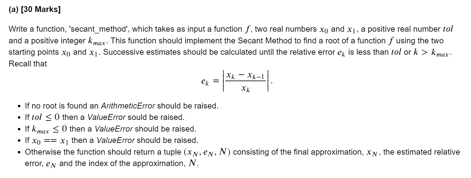 Solved Introduction The Secant Method can be used to find a | Chegg.com