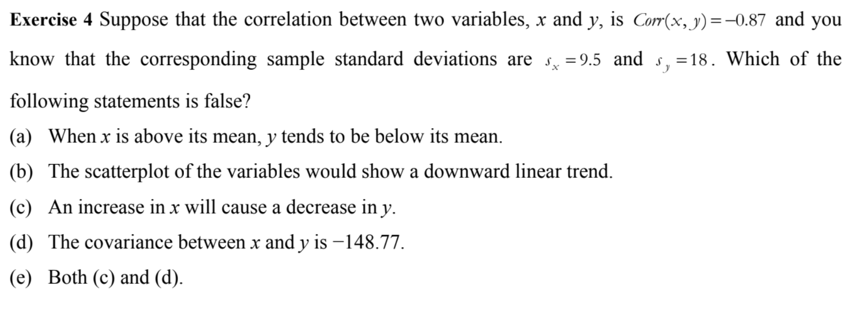 Solved Exercise 4 Suppose that the correlation between two | Chegg.com