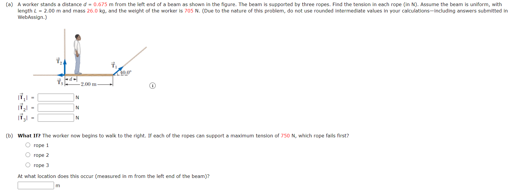 Solved (a) A worker stands a distance d = 0.675 m from the | Chegg.com