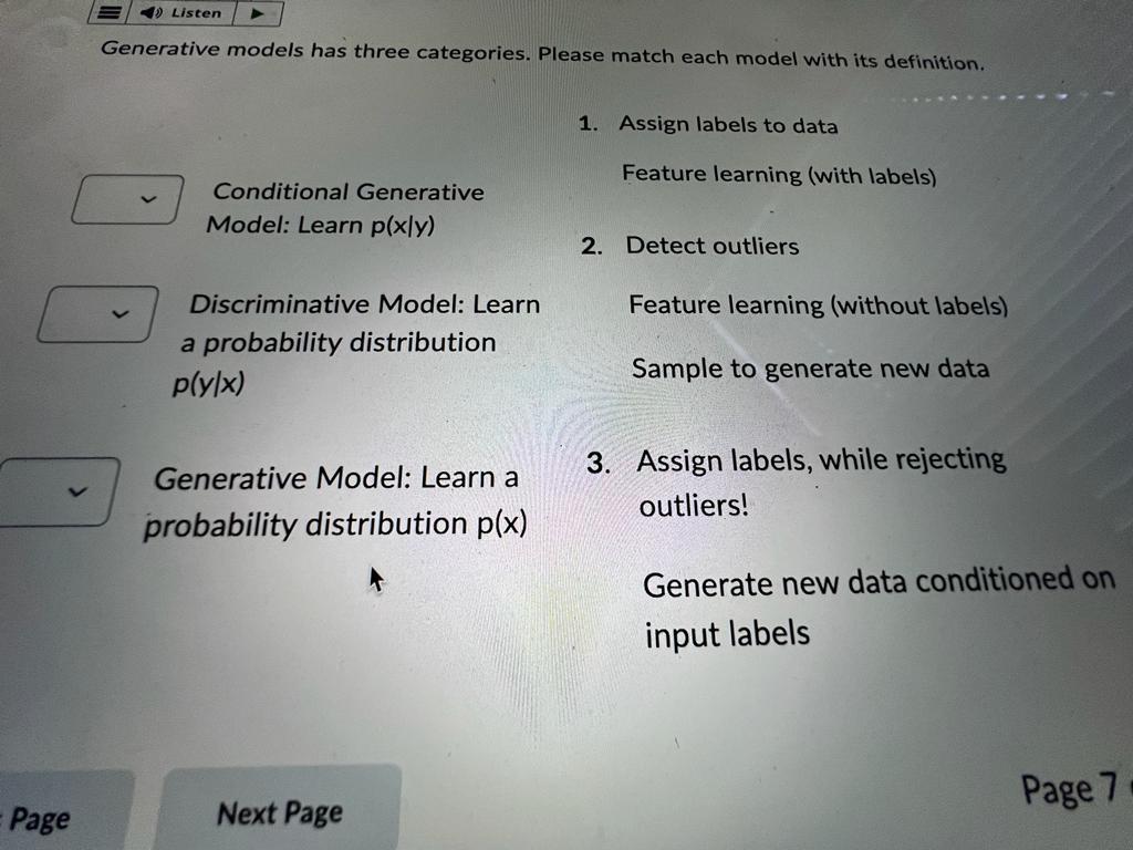 Solved Generative models has three categories. Please match | Chegg.com