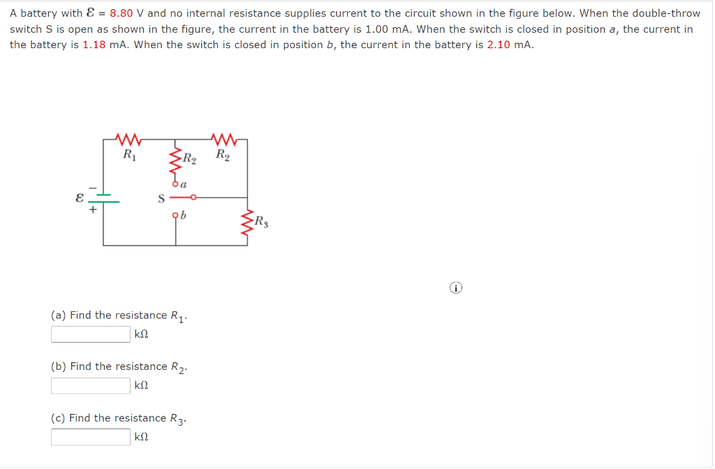 Solved A battery with ε=8.80 V and no internal resistance | Chegg.com