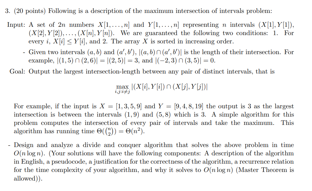 Solved 3. (20 points) Following is a description of the | Chegg.com