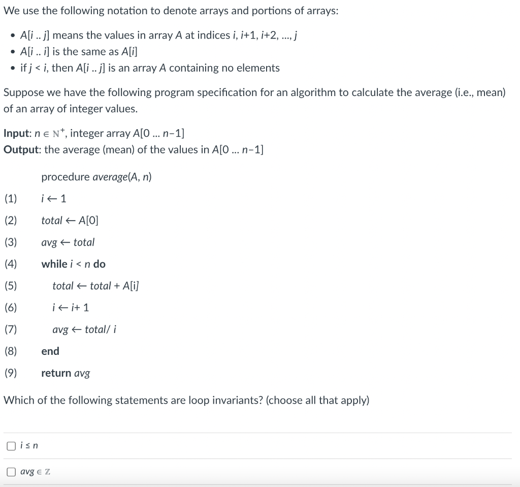 Solved We use the following notation to denote arrays and | Chegg.com