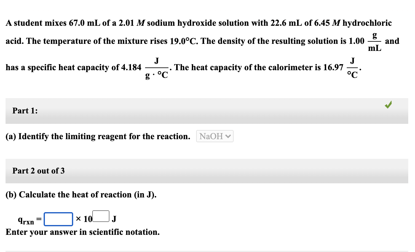 Sodium hydroxide solution specific heat capacity