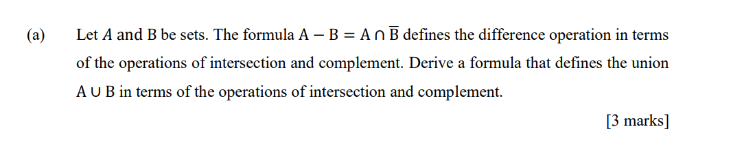 Solved (a) Let A And B Be Sets. The Formula A - B = An B | Chegg.com