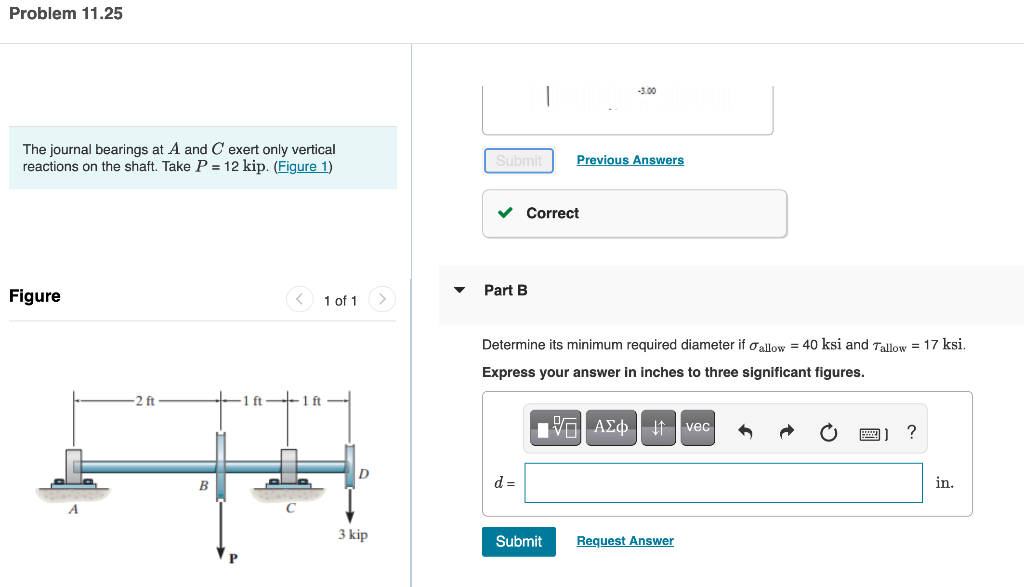 Solved The journal bearings at A and C exert only vertical | Chegg.com