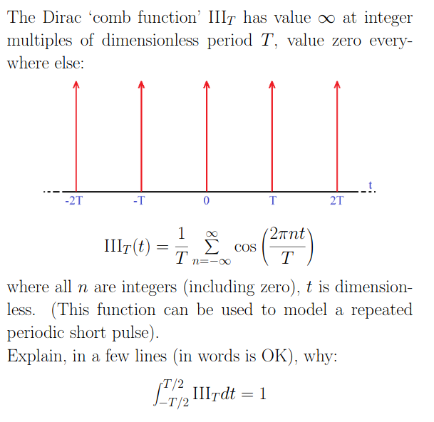 Solved The Dirac Comb Function Iiiy Has Value O At Integ Chegg Com