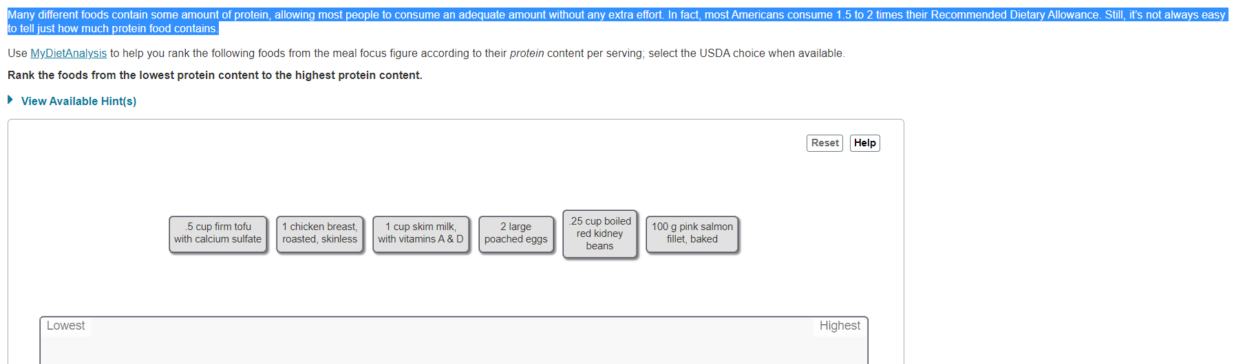 Solved Many different foods contain some amount of protein,