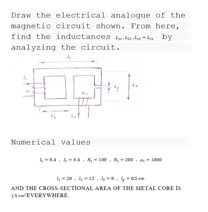Solved Draw the electrical analogue of the magnetic circuit | Chegg.com
